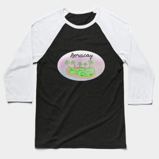 Boracay watercolor Island travel, beach, sea and palm trees. Holidays and rest, summer and relaxation Baseball T-Shirt